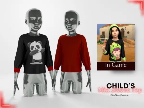Alpha Child's Mid Sleeve Top - The Sims 4 Custom Content