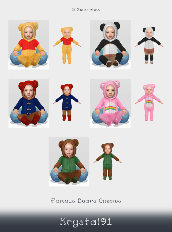 Maxis Match Famous Bears Onesies by simsfinds - The Sims 4 Custom Content