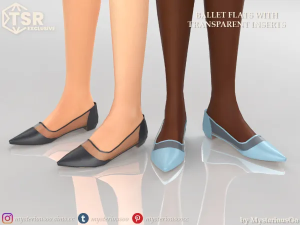 Alpha Ballet flats with transparent inserts in 12 colors - The Sims 4 Custom Content