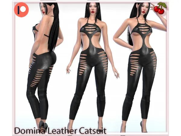 Alpha Domina Leather Cutout Catsuit - The Sims 4 Custom Content