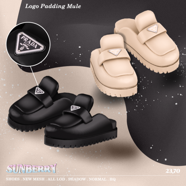 Alpha [SUNBERRY] Logo Padding Mule by simsfinds - The Sims 4 Custom Content
