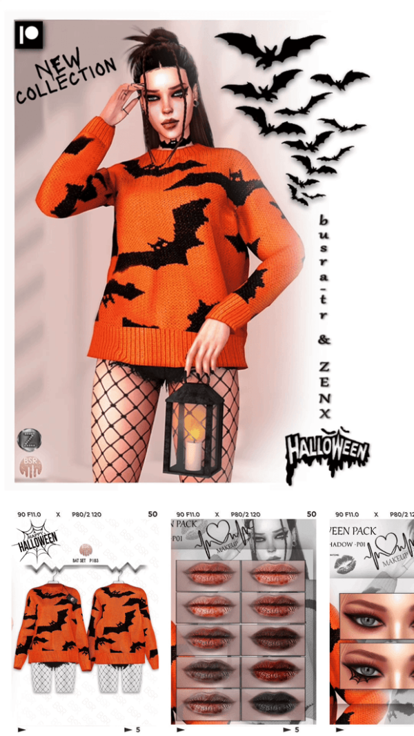 Alpha HALLOWEEN (ZENX) BAT SET P183 by zenx - The Sims 4 Custom Content