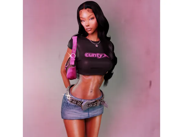 Alpha THEWRLDJT BABY TEE by bigbotched - The Sims 4 Custom Content