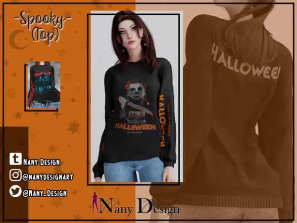 Alpha Spooky Top - The Sims 4 Custom Content