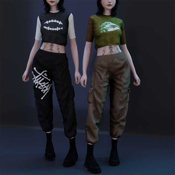 Alpha TOP DESGASTED AND SIKOJOGGIN by whimp - The Sims 4 Custom Content