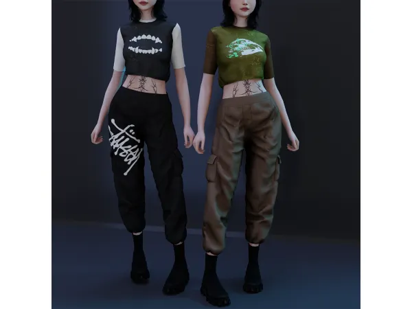 Alpha TOP DESGASTED AND SIKOJOGGIN - The Sims 4 Custom Content