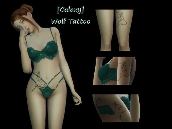 Mix [Calaxy] Wolf Tattoo - The Sims 4 Custom Content
