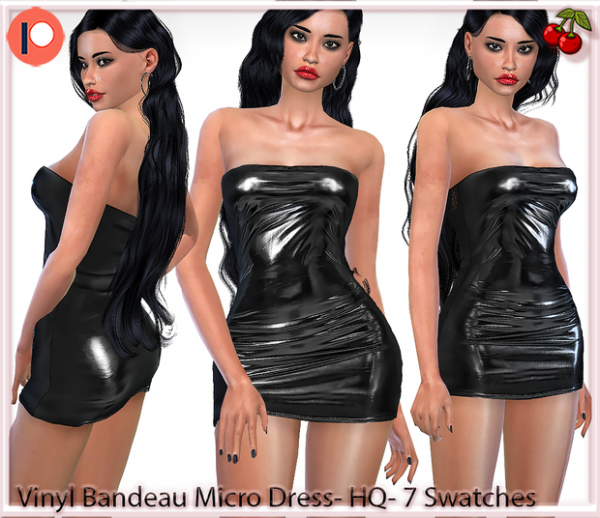 Alpha 43310450277903Party Babe CELINE Vinyl Micro Dress by simsfinds - The Sims 4 Custom Content