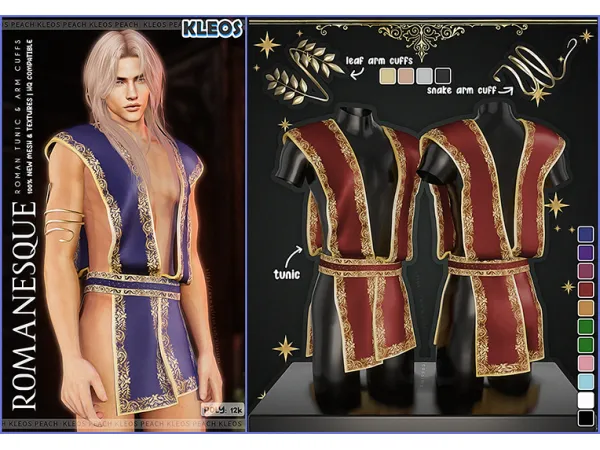 Alpha Romanesque Roman Tunic Arm Cuffs - The Sims 4 Custom Content