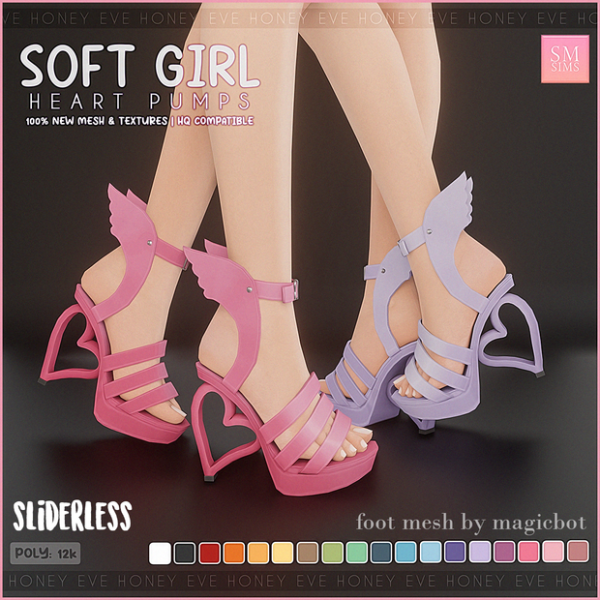 Alpha HONEY Soft Girl Heart Pumps by simsfinds - The Sims 4 Custom Content