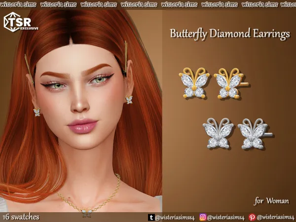 Alpha Butterfly Diamond set for woman toddler - The Sims 4 Custom Content