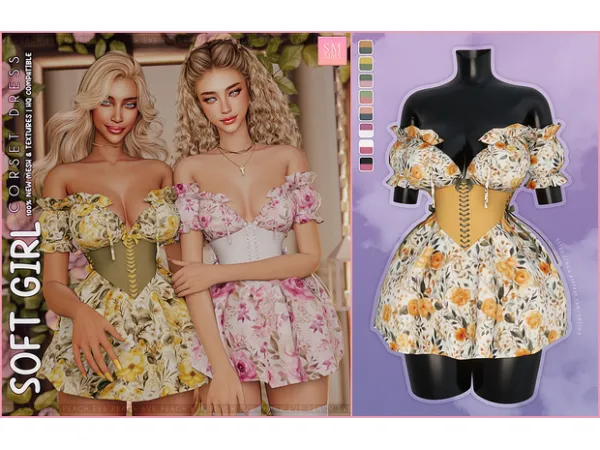 Alpha PEACH Soft Girl Corset Dress - The Sims 4 Custom Content