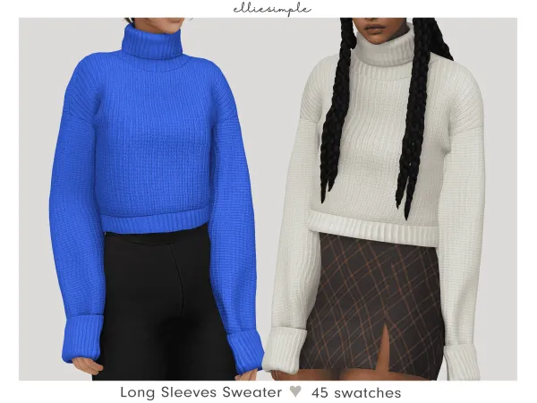 Alpha Elliesimple Long Sleeves Sweater by elliesimple - The Sims 4 Custom Content