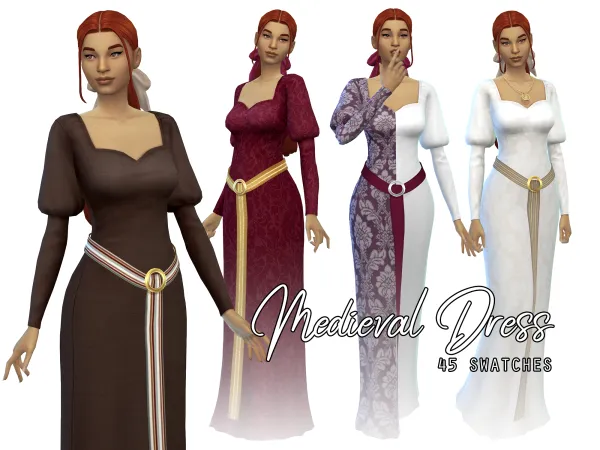 Alpha Medieval Dress - The Sims 4 Custom Content