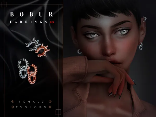 Alpha Spiked Cuff Earrings by Bobur - The Sims 4 Custom Content