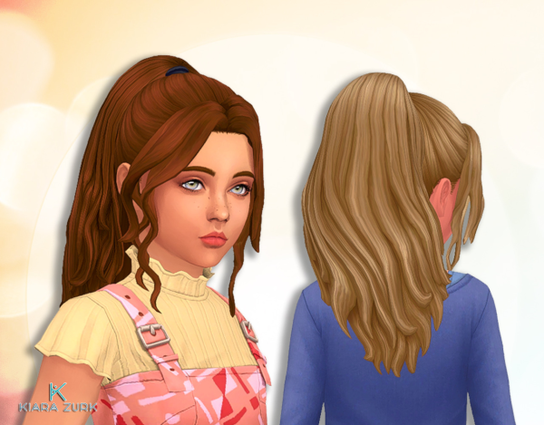 Maxis Match Zarah Ponytail for Girls by simsfinds - The Sims 4 Custom Content