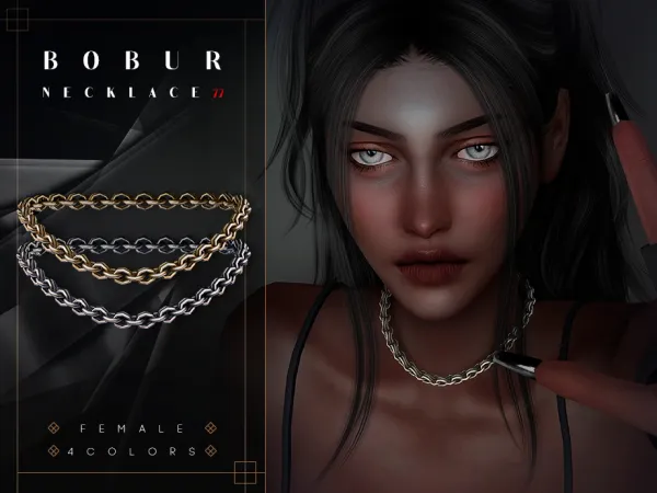 Alpha Double Chain Necklace by Bobur - The Sims 4 Custom Content