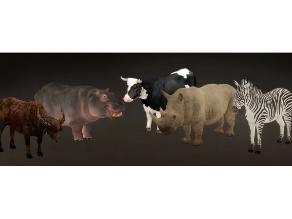 Alpha buffalo zebra hippopotamus rhinoceros Jennisims by Jennifer - The Sims 4 Custom Content