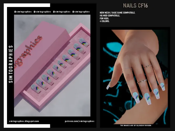 Alpha Nails CF16 - The Sims 4 Custom Content