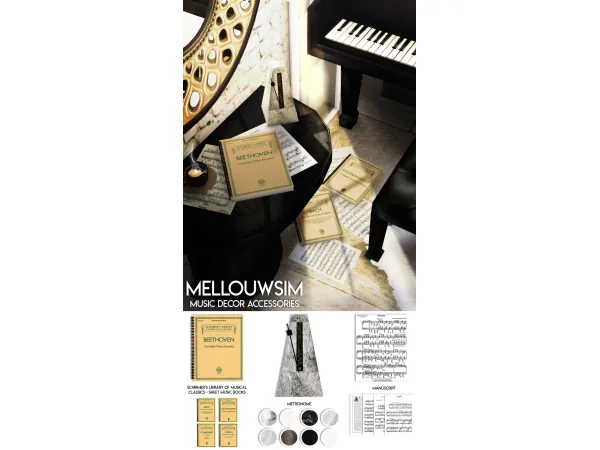 Alpha Music Decor Accessories by mellouwsim - The Sims 4 Custom Content
