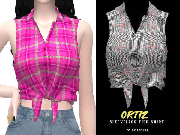 Alpha Ortiz Sleeveless Tied Shirt - The Sims 4 Custom Content