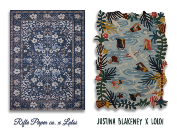 Alpha Loloi Rugs Set Rifle Paper co and Justina Blakeney by simsfinds - The Sims 4 Custom Content