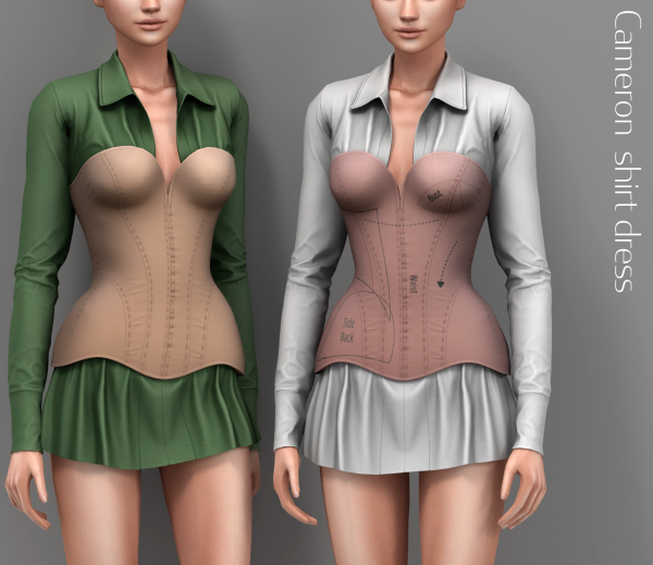 Alpha Cameron Shirt Dress by simsfinds - The Sims 4 Custom Content