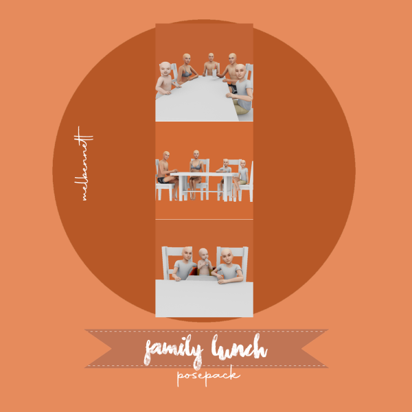 Mix Family Lunch Posepack by melbennett - The Sims 4 Custom Content