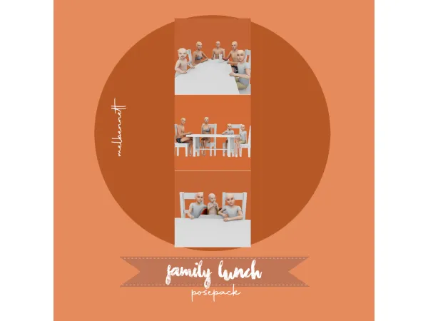 Mix Family Lunch Posepack - The Sims 4 Custom Content