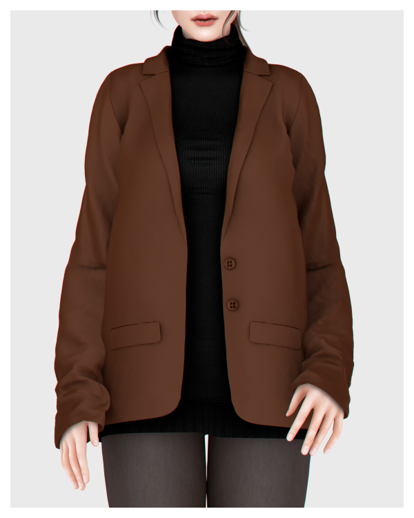 Alpha Loose Blazer with Turtleneck by simsfinds - The Sims 4 Custom Content