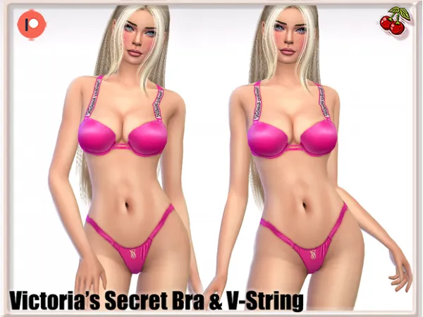 Alpha 43310450277903Victoria's Secret Model HELEN VS Satin Bra V String Set by harmoniasims4 - The Sims 4 Custom Content