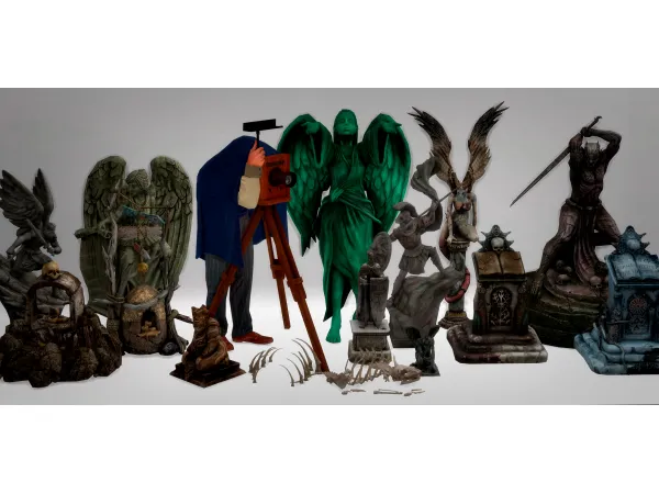 Mix CLUTTER statues Jennisims by Jennifer - The Sims 4 Custom Content