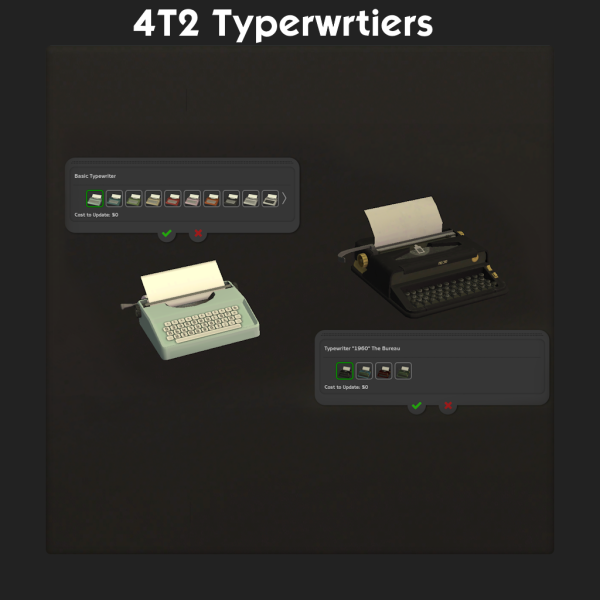 4T2 Typewriters by simsfinds - The Sims 2 Custom Content