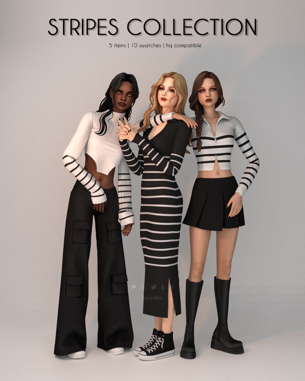 Alpha Stripes Collection COMPLETE by luxysims - The Sims 4 Custom Content