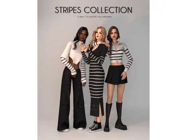 Alpha Stripes Collection COMPLETE - The Sims 4 Custom Content