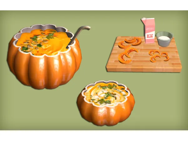 Stuffed Peppers Pumpkin Soup and Baked Pumpkin Slices Food for - The Sims 2 Custom Content