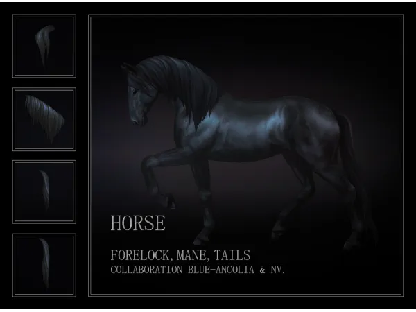 Mix HORSE FORELOCK MANE TAILS by nv_games - The Sims 4 Custom Content