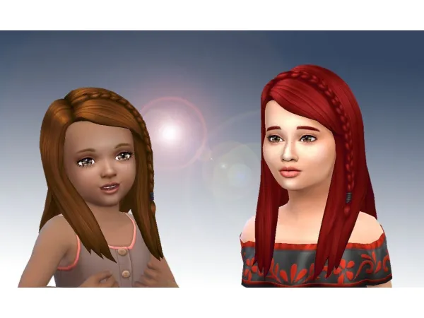 Maxis Match Long Side Braid Conversion UPDATE by kiarazurk - The Sims 4 Custom Content