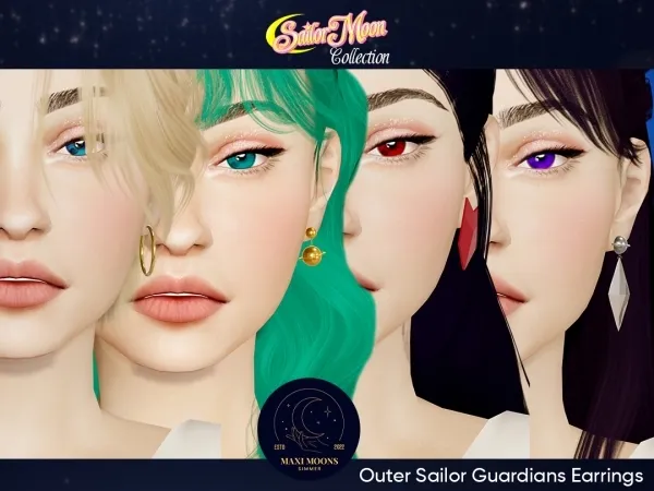 Alpha Sailor Moon Collection Sailor Earrings (part 3) - The Sims 4 Custom Content