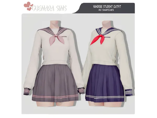 Alpha Yandere student and blood set (Public now) by guemarasims - The Sims 4 Custom Content