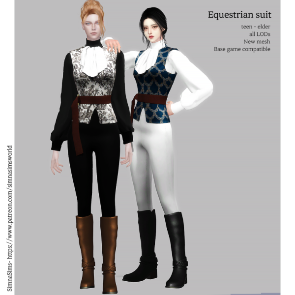 Alpha Equestrian suit by simsfinds - The Sims 4 Custom Content