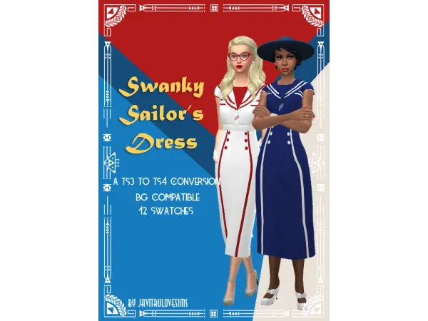 Maxis Match Swanky Sailor's Dress by Javitrulove - The Sims 4 Custom Content