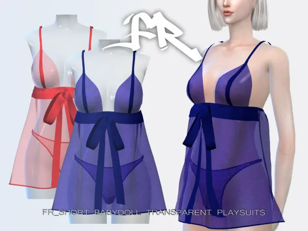 Alpha FR_Short Babydoll Transparent Playsuits - The Sims 4 Custom Content