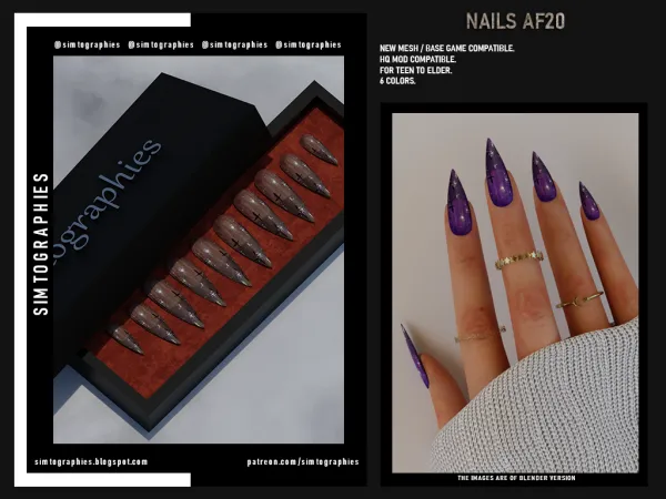 Alpha Nails AF20 - The Sims 4 Custom Content