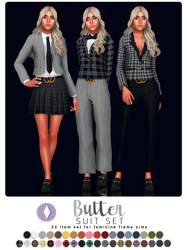 Maxis Match Butter Cropped Suit Collection Redux by simsfinds - The Sims 4 Custom Content