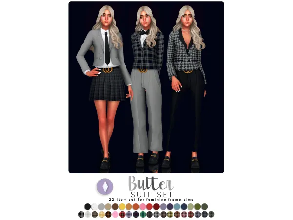 Maxis Match Butter Cropped Suit Collection Redux by nucrests - The Sims 4 Custom Content