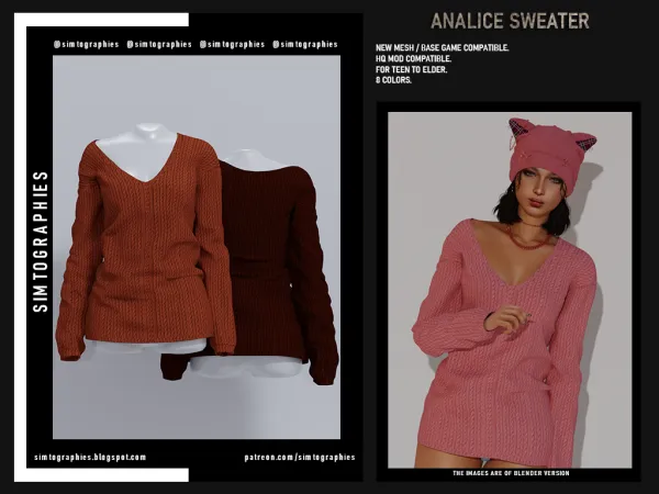 Alpha Analice Sweater - The Sims 4 Custom Content