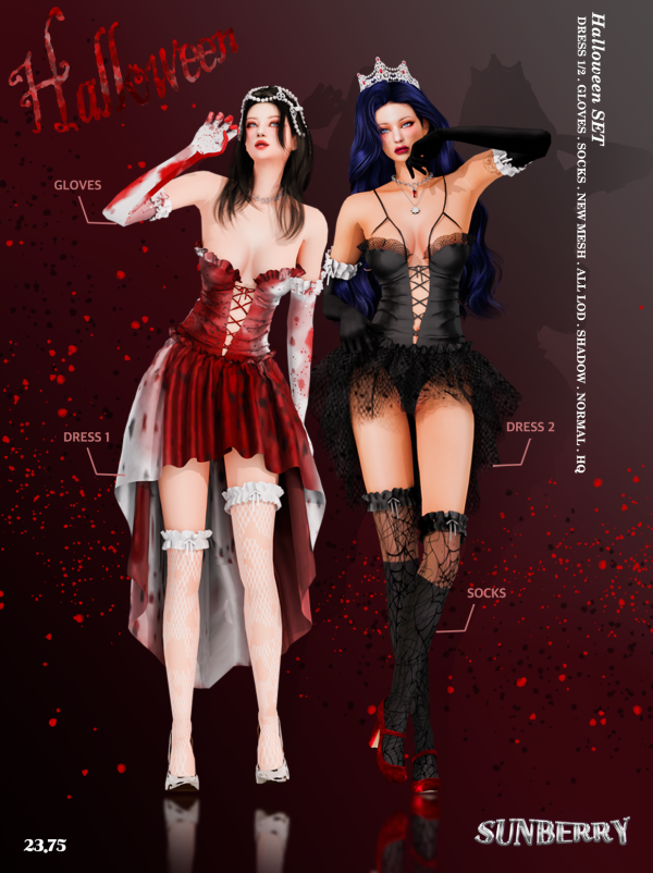 Alpha [SUNBERRY] 23 Halloween SET by simsfinds - The Sims 4 Custom Content