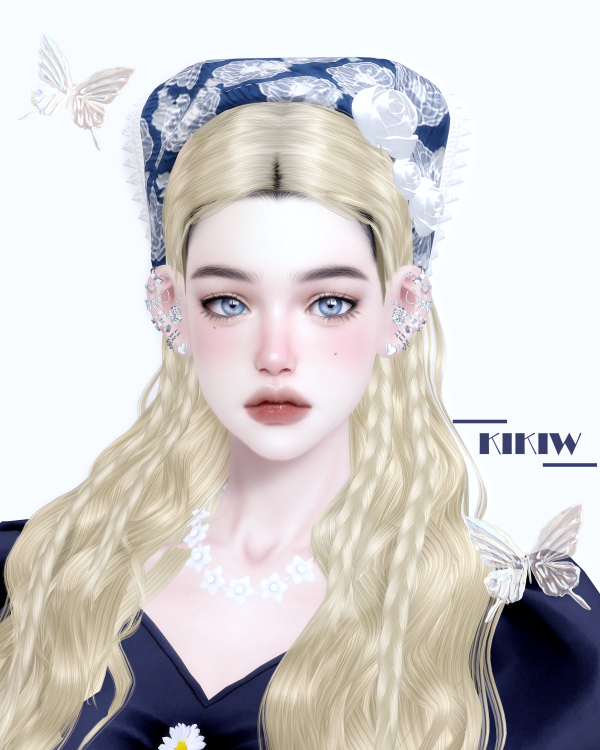 Alpha [KIKIW]Fabric flowers hairpin by simsfinds - The Sims 4 Custom Content