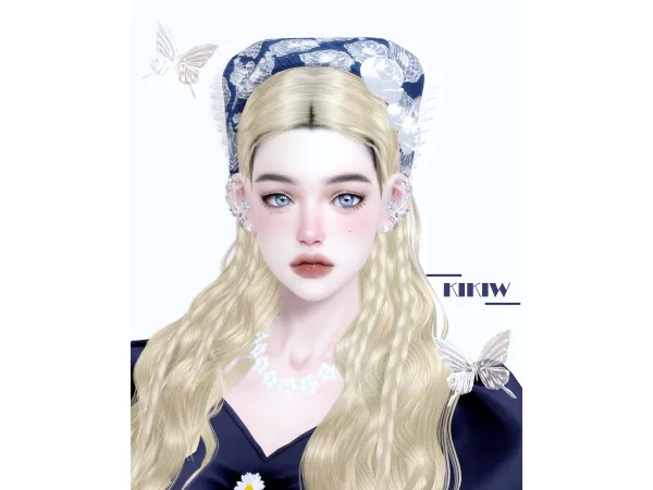 Alpha [KIKIW]Fabric flowers hairpin by KIKIW - The Sims 4 Custom Content